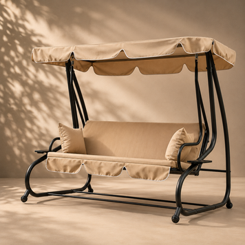 Гойдалка садова з навісом GardenLine KRE0759 210&times;120&times;170 см, бежева KRE0759 фото