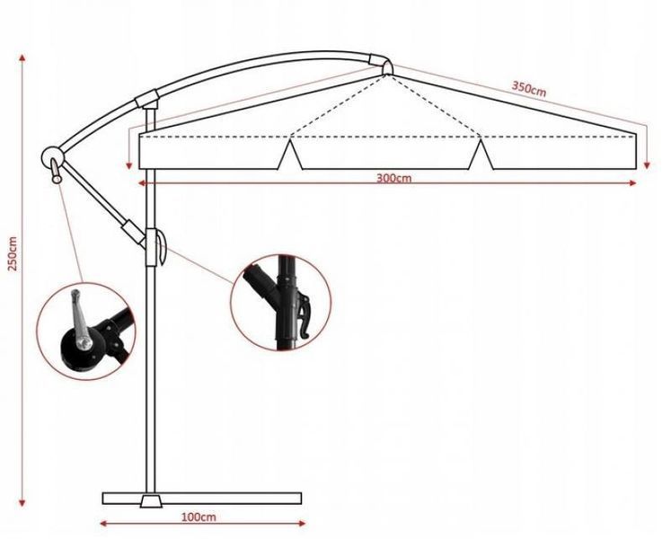 Зонтик садовый Garden Line BANANA GAO1503 300&times;250 см с LED-подсветкой, бежевый GAO1503 фото